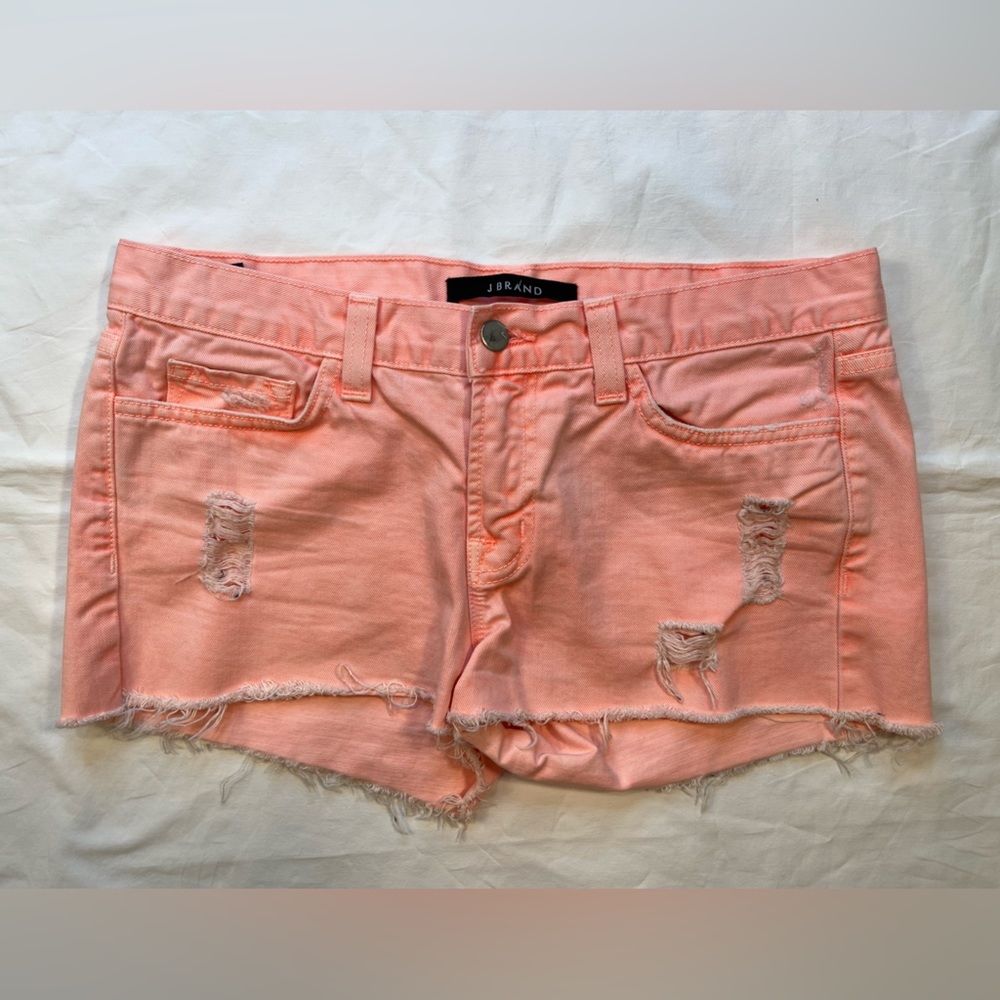 J Brand Shorts Distressed Jeans, coral color size 27